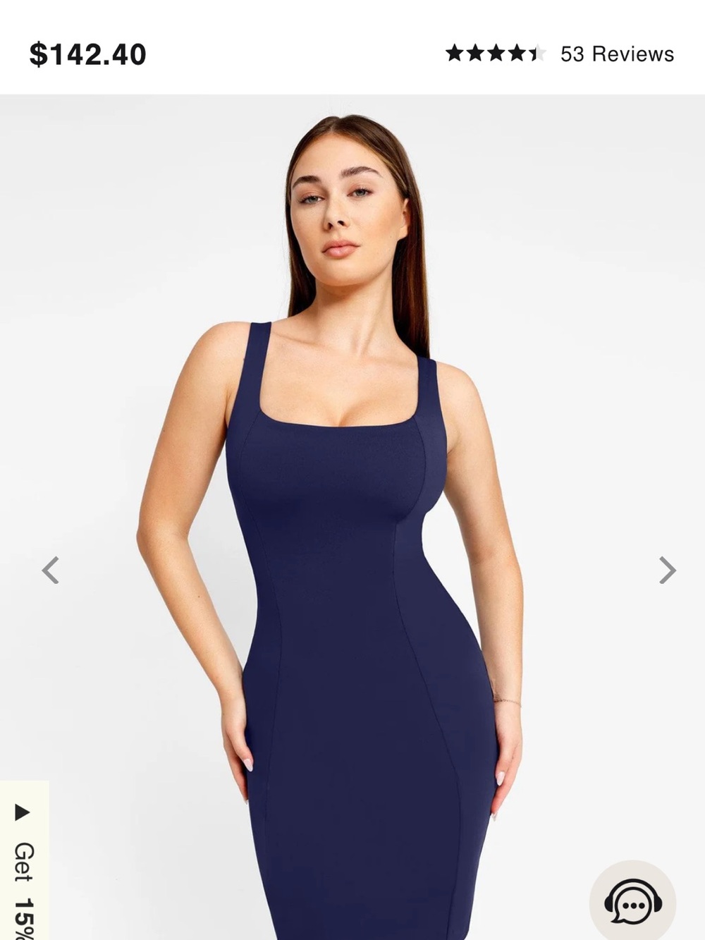 Women's Navy Midi Bodycon Dress - Square Neck
